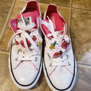 White Converse All Star double tongue sz8